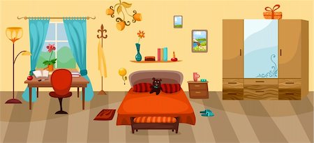 vector illustration of a bedroom Stock Photo - Budget Royalty-Free & Subscription, Code: 400-05913942