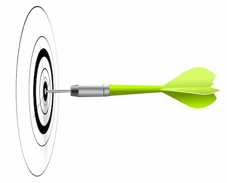 one green dart hitting the center of a black target, white background, EPS vector image Stock Photo - Budget Royalty-Free & Subscription, Code: 400-05924713