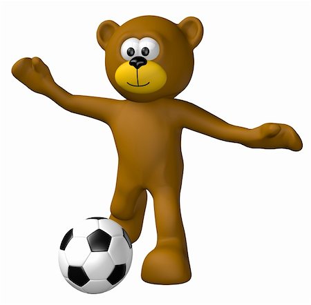 teddy bear with  soccer ball - 3d illustration Stock Photo - Budget Royalty-Free & Subscription, Code: 400-05924777