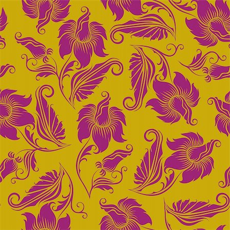 simsearch:400-05879441,k - Seamless floral pattern. Red flowers on a yellow background. Stock Photo - Budget Royalty-Free & Subscription, Code: 400-05926790