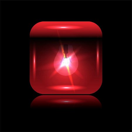 Glowing button-bulb with reflection, vector illustration, eps10 Stock Photo - Budget Royalty-Free & Subscription, Code: 400-05927946