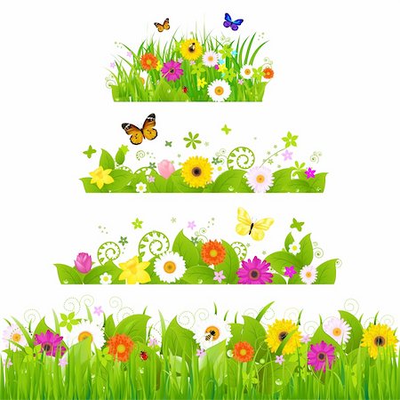 flowers bouquet vector - Grass With Flowers Set, Vector Illustration Stock Photo - Budget Royalty-Free & Subscription, Code: 400-05928268