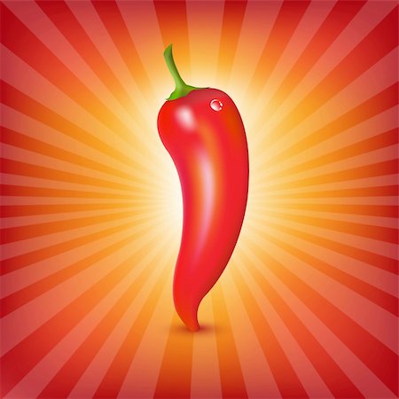 Red Hot Pepper With Sunburst, Vector Illustration Stock Photo - Budget Royalty-Free & Subscription, Code: 400-05928271