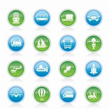 Transportation, travel and shipment icons - vector icon set Stock Photo - Budget Royalty-Free & Subscription, Code: 400-05928374