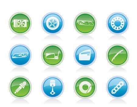 spare parts - Realistic Car Parts and Services icons - Vector Icon Set 1 Stock Photo - Budget Royalty-Free & Subscription, Code: 400-05928389