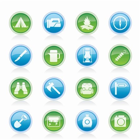 tourism and hiking icons - vector icon set Stock Photo - Budget Royalty-Free & Subscription, Code: 400-05928380
