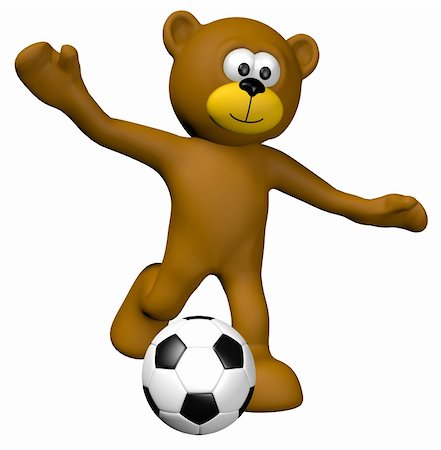 teddy bear with  soccer ball - 3d illustration Stock Photo - Budget Royalty-Free & Subscription, Code: 400-05920138