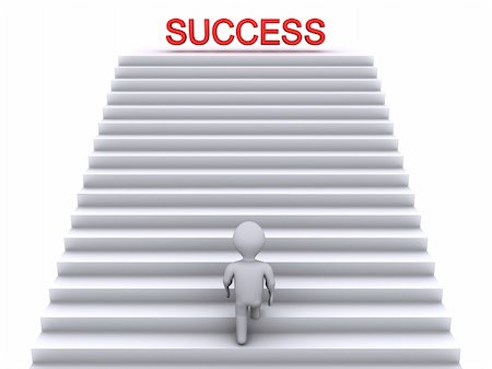 3d person climbing stairs that have the word success on top of them Stock Photo - Budget Royalty-Free & Subscription, Code: 400-05920333