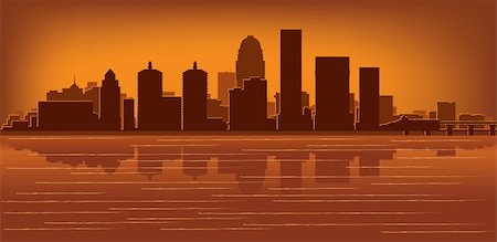 Louisville, Kentucky skyline with reflection in water Stock Photo - Budget Royalty-Free & Subscription, Code: 400-05920379