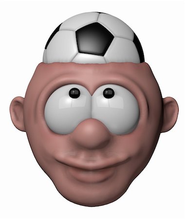 cartoon character with soccer ball in his head - 3d illustration Stock Photo - Budget Royalty-Free & Subscription, Code: 400-05920481