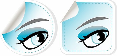 simsearch:400-04751617,k - blue girl eyes sticker set. vector abstract label Stock Photo - Budget Royalty-Free & Subscription, Code: 400-05920597