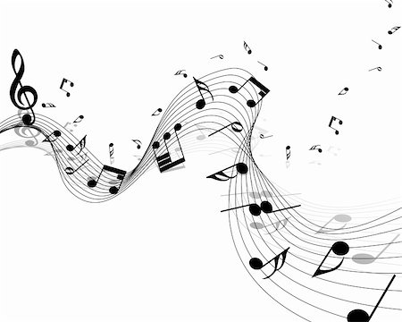 funky music notes - Vector musical notes staff background for design use Stock Photo - Budget Royalty-Free & Subscription, Code: 400-05920892