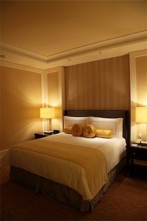 furnished - Luxury Hotel Room at Night in Bedroom Stock Photo - Budget Royalty-Free & Subscription, Code: 400-05920919