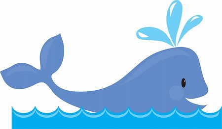 A simple design of a whale spouting, while swimming in the sea. Stock Photo - Budget Royalty-Free & Subscription, Code: 400-05920978