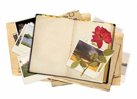 simsearch:400-05892111,k - Old book and photos. Objects isolated over white Stock Photo - Budget Royalty-Free & Subscription, Code: 400-05922953