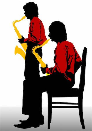 simsearch:400-04863651,k - Vector drawing of a man with saxophone on stage Stock Photo - Budget Royalty-Free & Subscription, Code: 400-05923169