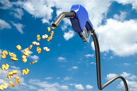 simsearch:400-05002911,k - High quality 3d image of Dollar signs comming out of a blue fuel nozzle Stock Photo - Budget Royalty-Free & Subscription, Code: 400-05936615
