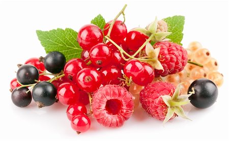 ration - set fresh berries with green leaf isolated on white background Stock Photo - Budget Royalty-Free & Subscription, Code: 400-05937098