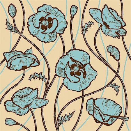 simsearch:400-05735360,k - Decorative poppies background. Vector illustration with clipping mask. Stock Photo - Budget Royalty-Free & Subscription, Code: 400-05939298