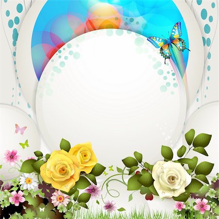 Background with butterflies and roses Stock Photo - Budget Royalty-Free & Subscription, Code: 400-05946579