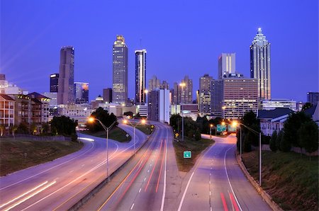 Skyline of Downtown Atlanta, Georgia above Freedom Parkway at twilight. Stock Photo - Budget Royalty-Free & Subscription, Code: 400-05946684