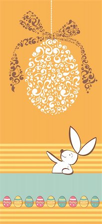 simsearch:400-04177196,k - Easter egg in tribal style and bunny vertical invitation background. Vector file layered for easy manipulation and custom coloring. Stock Photo - Budget Royalty-Free & Subscription, Code: 400-05946892