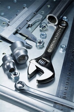 simsearch:400-05240852,k - Metal work tools, steel parts. Stock Photo - Budget Royalty-Free & Subscription, Code: 400-05947524