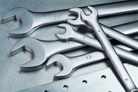 simsearch:400-05240852,k - Spanners, wrenches on a metal table Stock Photo - Budget Royalty-Free & Subscription, Code: 400-05947528