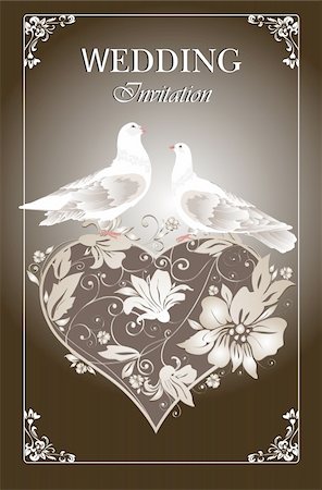 Vintage invitation card with ornament floral and doves Stock Photo - Budget Royalty-Free & Subscription, Code: 400-06064760