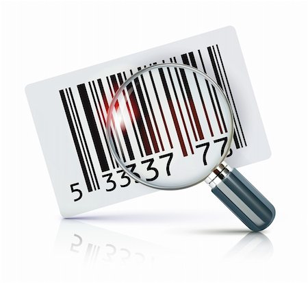 simsearch:400-04048238,k - Vector illustration of cool identification barcode sticker with magnifying glass Stock Photo - Budget Royalty-Free & Subscription, Code: 400-06064797