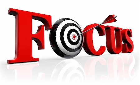 simsearch:400-04600474,k - focus red word and conceptual target with arrow reflect on white background Stock Photo - Budget Royalty-Free & Subscription, Code: 400-06065149