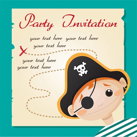 Pirate party invitation, vector illustration Stock Photo - Budget Royalty-Free & Subscription, Code: 400-06065164