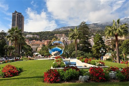 french riviera - garden and fountain near the Casino in Monaco Foto de stock - Super Valor sin royalties y Suscripción, Código: 400-06065260