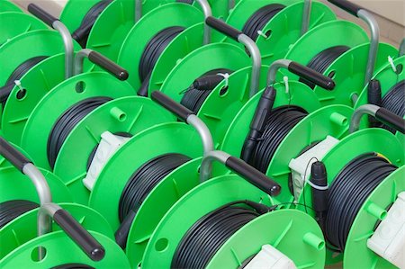 sheath - Group of green cable reels for new fiber optic installation Stock Photo - Budget Royalty-Free & Subscription, Code: 400-06065694