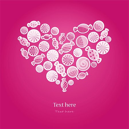 simsearch:400-04350016,k - magenta pattern with sweet candy. Vector illustration in heart shape on dark background. Stock Photo - Budget Royalty-Free & Subscription, Code: 400-06066839