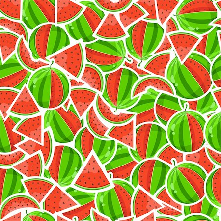 simsearch:400-04386768,k - Juicy Watermelon and Sliced In Seamless Pattern Stock Photo - Budget Royalty-Free & Subscription, Code: 400-06067299