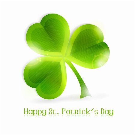 Three leafed shamrock isolated on white, vector illustration. Great for any Irish connected themes as the upcoming St. Patrick's day. EPS10 Stock Photo - Budget Royalty-Free & Subscription, Code: 400-06067515