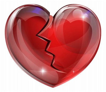 Illustration of a broken heart with a crack. Concept for heart disease or problems, being heartbroken, bereaved or unlucky in love. Stock Photo - Budget Royalty-Free & Subscription, Code: 400-06067511