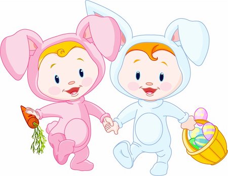 Two cute Easter Babies-bunnies, holding hands Stock Photo - Budget Royalty-Free & Subscription, Code: 400-06067737