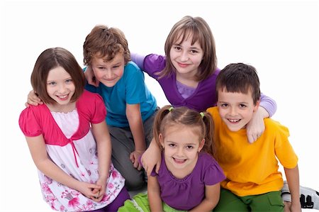 Group of kids - friends forever, top view Stock Photo - Budget Royalty-Free & Subscription, Code: 400-06068516