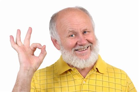 funny old people faces - senior funny bald man in yellow t-shirt is shows gestures and grimaces Stock Photo - Budget Royalty-Free & Subscription, Code: 400-06068874