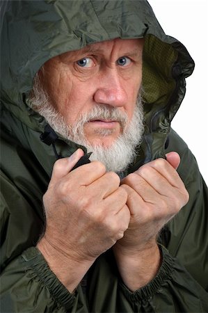 drifter - pathetic senior man in green waterproof jacket Stock Photo - Budget Royalty-Free & Subscription, Code: 400-06068879