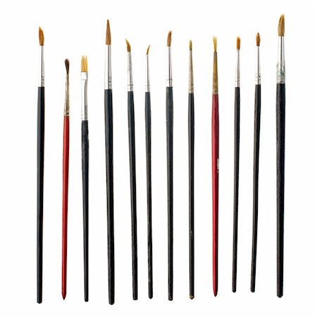 simsearch:644-01630853,k - Different used art brushes isolated on white background. Stock Photo - Budget Royalty-Free & Subscription, Code: 400-06068957