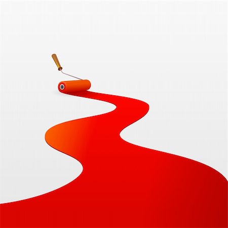 red trail - Illustration of Paint Roller and red perspective trail on white Stock Photo - Budget Royalty-Free & Subscription, Code: 400-06069474