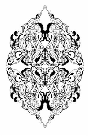 pattern of ink tattoo of flowers - a abstract graphic design in black and white Stock Photo - Budget Royalty-Free & Subscription, Code: 400-06069526