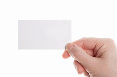 Business card in female hand isolated on white Stock Photo - Budget Royalty-Free & Subscription, Code: 400-06069940