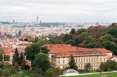 simsearch:400-05732427,k - View of Prague from the top, the red roofs Stock Photo - Budget Royalty-Free & Subscription, Code: 400-06061188