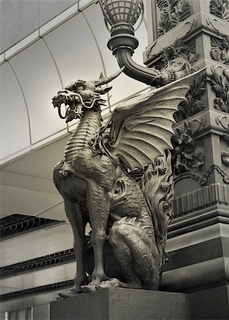 dragon and column - sculpture of Japanese Dragon at very famous Nihombashi Bridge under city lamp in Tokyo, Japan Stock Photo - Budget Royalty-Free & Subscription, Code: 400-06061416