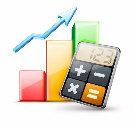 simsearch:400-04370567,k - Vector illustration of business concept with calculator icon and finance graph Stock Photo - Budget Royalty-Free & Subscription, Code: 400-06061569