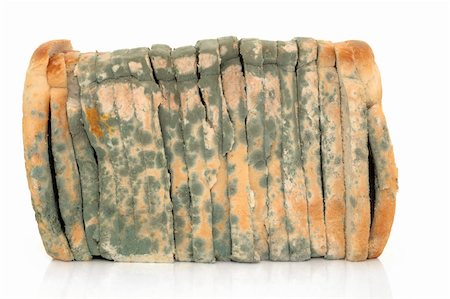 Moldy sliced bread loaf over a white background. Stock Photo - Budget Royalty-Free & Subscription, Code: 400-06061831